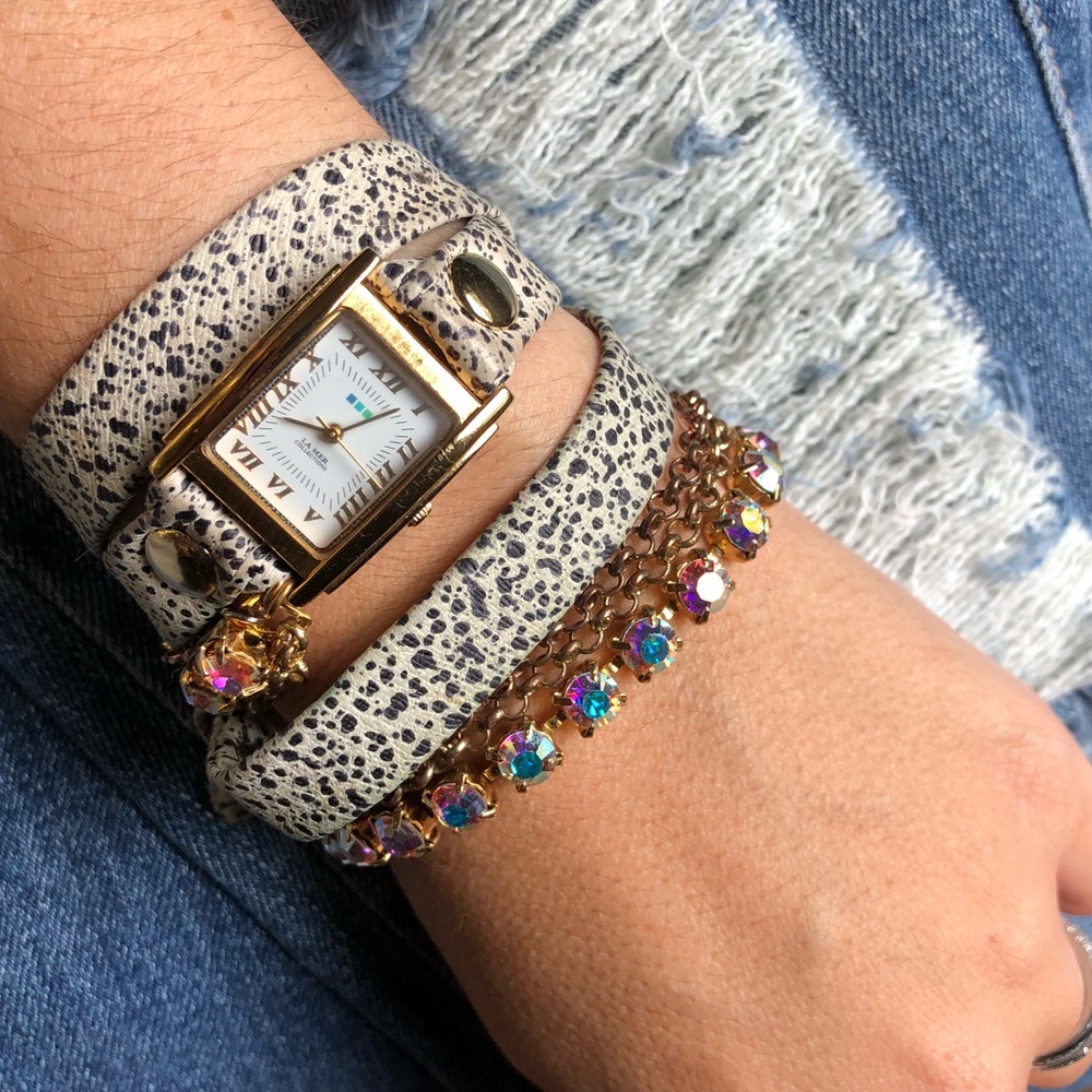 La Mer Collections multi-chain wrap leather watch